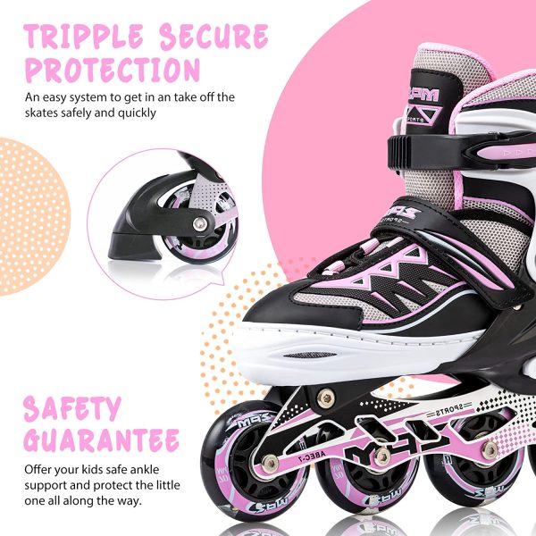 2PM SPORTS Cytia Pink Girls Adjustable Illuminating Inline Skates with Light up Wheels, Fun Flashing Beginner Roller Skates for Kids - Image 5