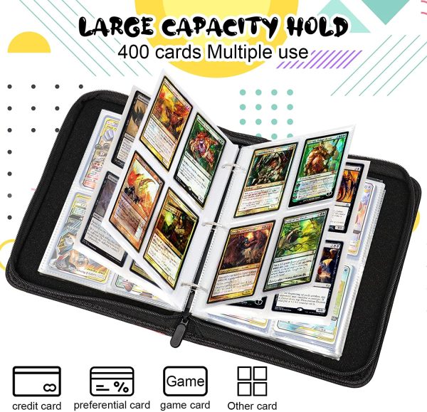 Compatible Card Binder Case,4-Pocket Trading Card Binder with Sleeves,400 Pockets Card Collector Binder Album Holder for Boys Girls - Image 5