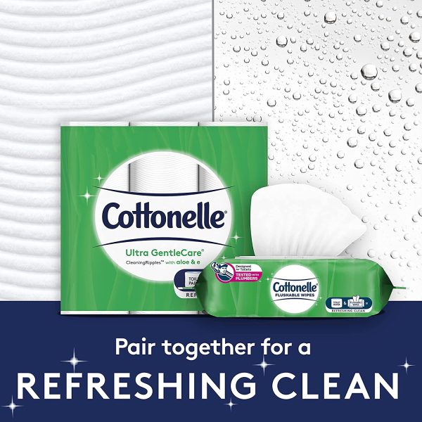 Cottonelle GentlePlus Flushable Wet Wipes with Aloe & Vitamin E - 1 Flip-Top Pack, 42 Total Flushable Wipes - Image 2