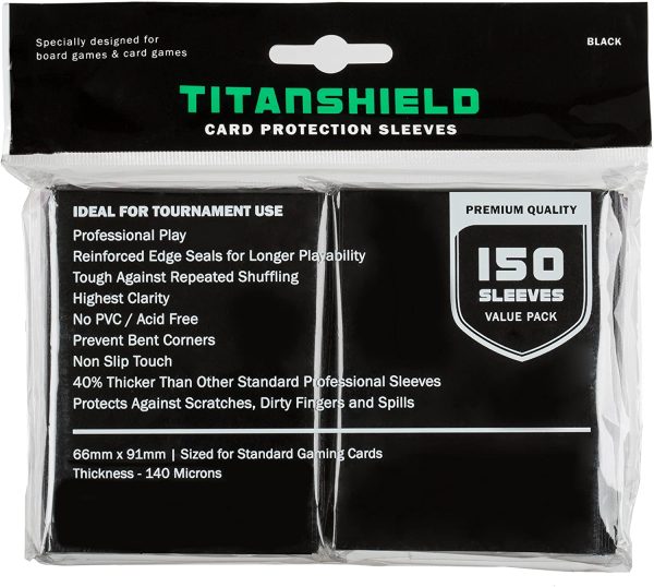 TitanShield (150 Sleeves/Black Standard Size Board Game Trading Card Sleeves Deck Protector for Baseball, Dropmix