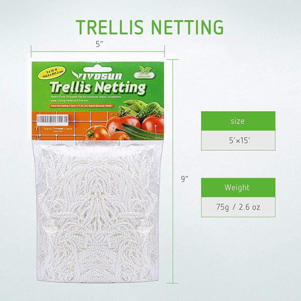 VIVOSUN Heavy-Duty Polyester Plant Trellis Netting 5 x 15ft 2 Pack - Image 6