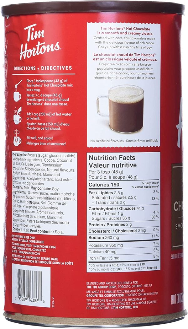 Tim Hortons Hot Chocolate Beverage Mix, Original, 1.5kg Can - Image 2