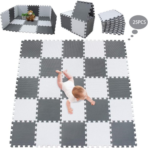 meiqicool 25PCS Playmat Foam Play Tiles Interlocking Play mat Baby for Kids Floor mats for Children Foam playmats Jigsaw mat Baby Puzzle mat Children Rug Crawl mat AL - Image 6