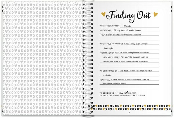 Pearhead Pregnancy Journal, White/Gold/Black