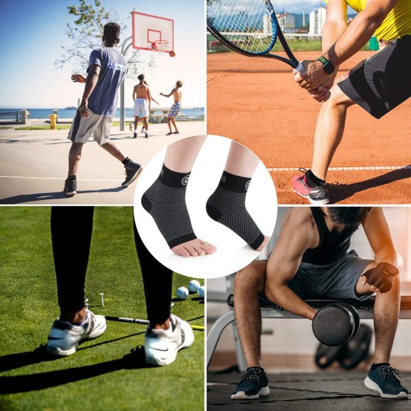 Cambivo Plantar Fasciitis Socks (2 Pairs) Ankle Support Sleeve with Arch Support for Men and Women, Brace for Plantar Fasciitis Pain Relief, Foot Pain, Heel Pain, Arch Pain, Swelling, Injury Recovery, Achilles Tendon, Running, Hiking, Tennis(Black, Small) - Image 4