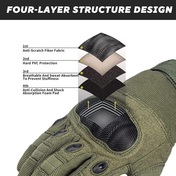 Tactical Gloves, Wear-Resistant Military Gloves, Touch Screen Full Finger Gloves for Cycling Motorcycle Shooting Hunting Hiking Riding Climbing - Image 7