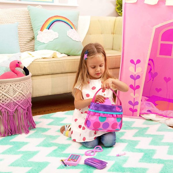 Play Circle by Battat ??Princess Purse Style Set ??Pretend Play Multicolor Handbag and Fashion Accessories ??Toy Makeup, Keys, Lipstick, Credit Card, Phone, and More for Kids Ages 3 and Up (8 Pieces) - Image 6