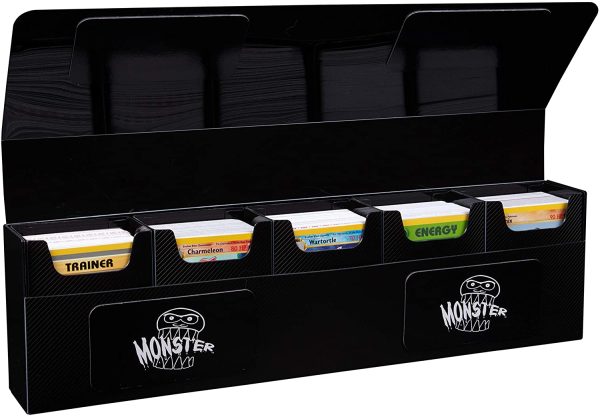 The Hydra 5 Compartment Riveted Deck Box w Magnetic Closure- Card Case Holds Five Decks- Fits All Standard and Smaller Size MTG and TCGs - Black