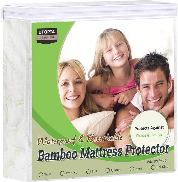 Utopia Bedding Premium Bamboo Waterproof Mattress Protector Full 340 GSM, Fits 15 Inches Deep, Easy Care - Image 3