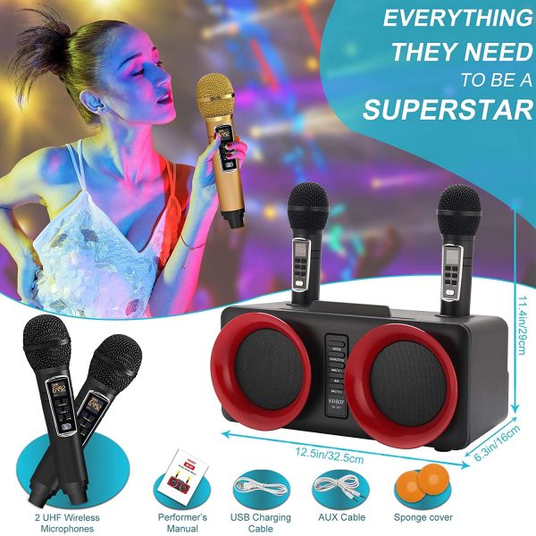 Karaoke Machine, ALPOWL Portable PA Speaker System with 2 Wireless Microphone for Home Party, Meeting, Wedding, Church, Picnic, Outdoor/Indoor [Black] - Image 4