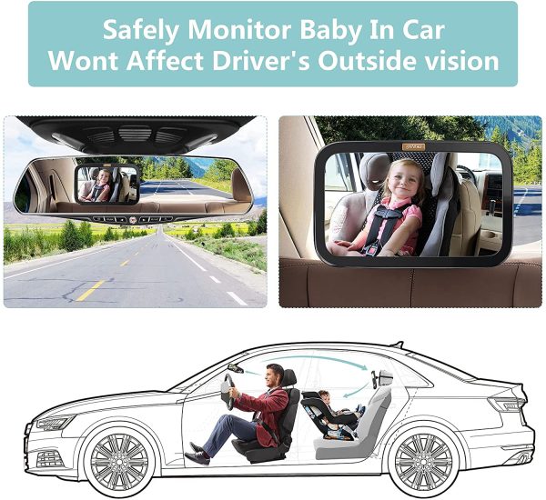 Smart eLf Baby Car Mirror, Safety Car Seat Mirror for Rear Facing Infant with Wide Crystal Clear View, Shatterproof, Fully Assembled, Crash Tested and Certified for Safety - Image 5