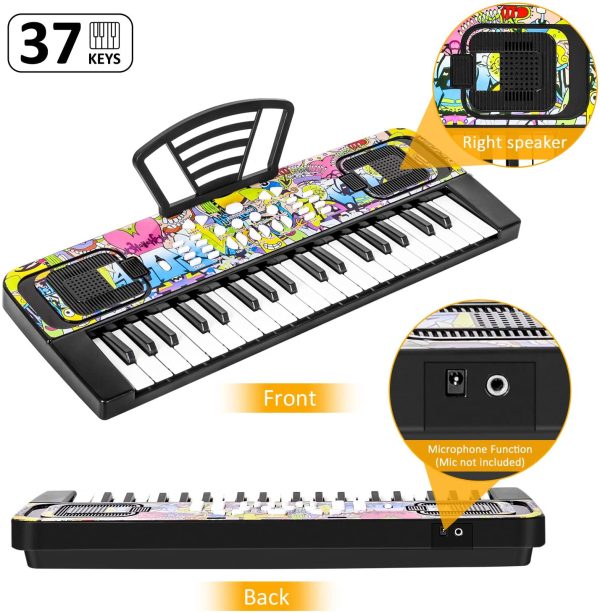 M SANMERSEN Piano for Kids, Piano Keyboard Kids Music Keyboards 37 Keys Electronic Pianos with Music Book Bracket Musical Toys for Beginners 3-8 Years Old Girls Boys - Image 6