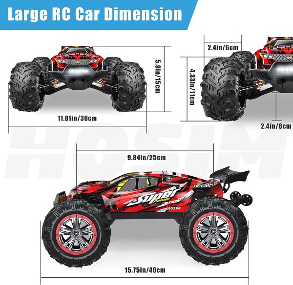 Hosim Brushless RC Cars, 1:10 High Speed 68+ KMH Remote Control Car for Adults Boys, 4WD All Terrains Waterproof Off Road Hobby Grade Fast Monster Trucks - Image 7