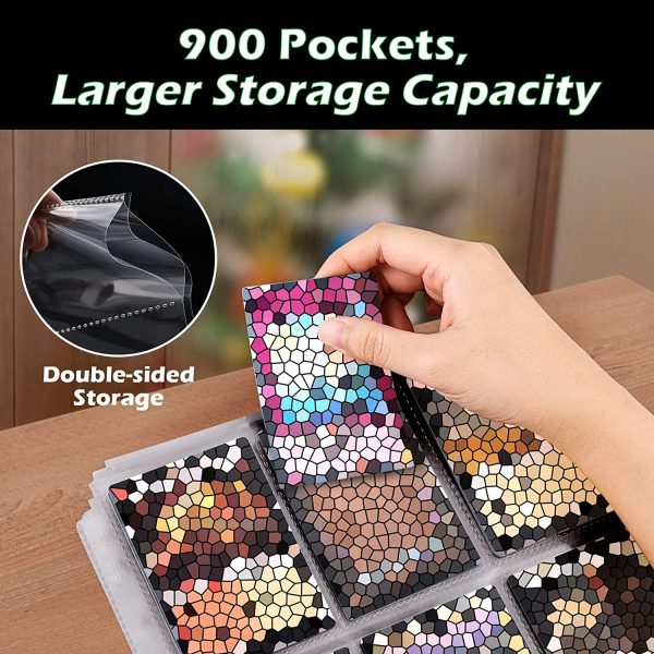 900 Pockets Trading Card Sleeves, 50 Double-Sided Card Folder, 11 Holes Adjustable According to Trading Card Album, wihout PVC, Transparent Game Card Holder - Image 7