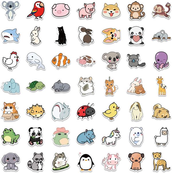 Animal Mixed Stickers Packs-100pcs Cat Dog Tiger Elephant Panda Stickers Vinyl Waterproof Cartoon Stickers for Adults Teens Girls Boys Toddlers Kids for Journaling Water Bottle Laptop Decor - Image 4