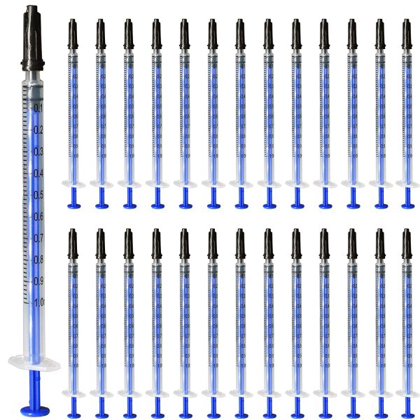 100Pack 1ml 1cc Pipette Syringe with Caps for Scientific Labs and Pet Feeding Multiple Uses Disposable Syringe Tools