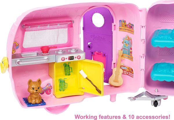 Barbie Club Chelsea Camper Playset with Chelsea Doll, Puppy, Car, Camper, Firepit, Guitar and 10 Accessories, Gift for 3 to 7 Year Olds - Image 5