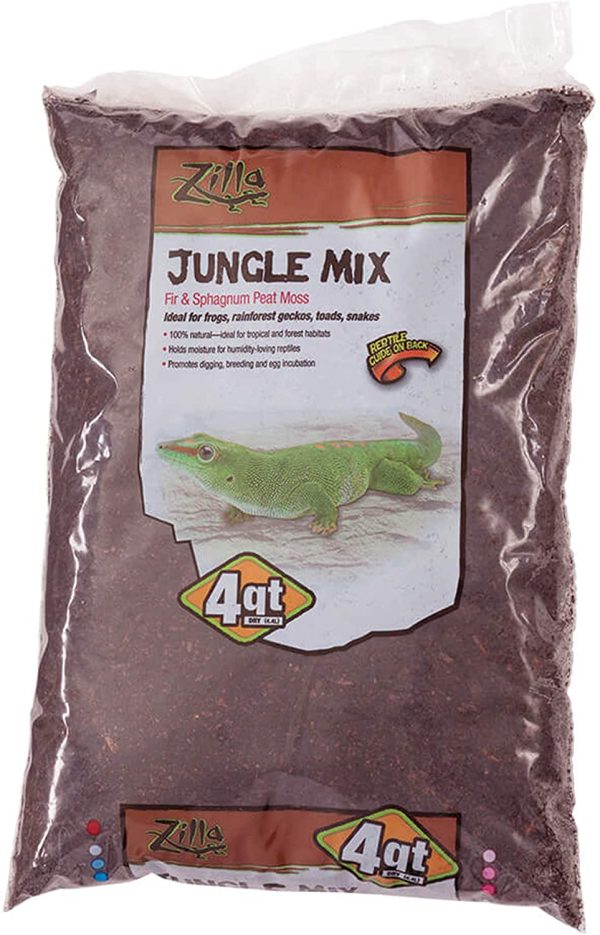 Zilla 100111303 Reptile Terrarium Bedding Substrate Jungle Mix Moss & Fir, 4-Qt.