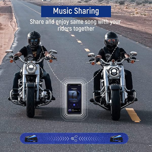 2pcs B4FM 10 Riders V5.0 Motorcycle Bluetooth Headset with Music Sharing, Motorcycle Helmet Bluetooth Intercom with Noise Cancellation, Universal Communication Systems for Snowmobile/ATV - Image 3