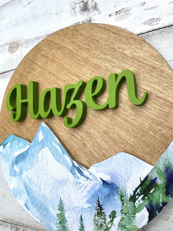 Baby Name Sign, Mountain Baby Nursery, Mountain baby Decor, Woodland Baby Shower, Wood Nursery Name Sign - Image 5