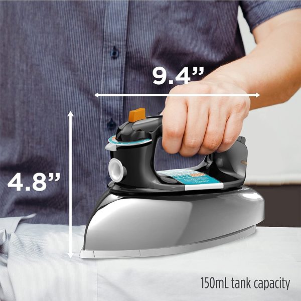 Black+Decker Classic Steam Iron, 7 Settings with Auto Shut Off, Wet or Dry Ironing, Black/Silver, F67ED - Image 8