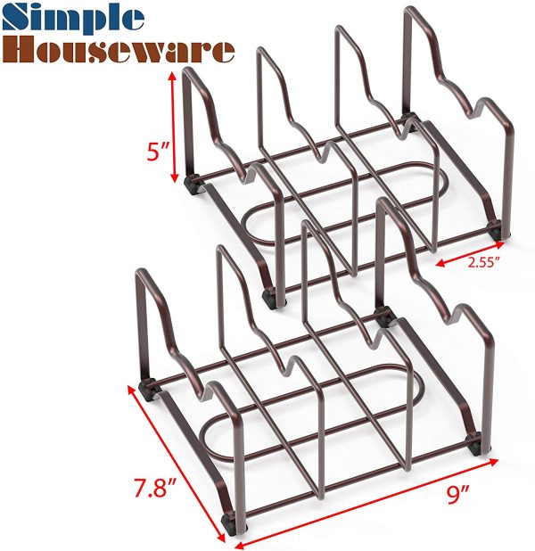 2 Pack - SimpleHouseware Kitchen Cabinet Pantry and Bakeware Organizer Rack Holder, Bronze - Image 5