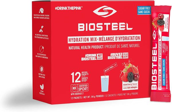 BioSteel Hydration Mix, Sugar-Free with Essential Electrolytes, Mixed Berry, 12 Single Serving Packets - Image 4