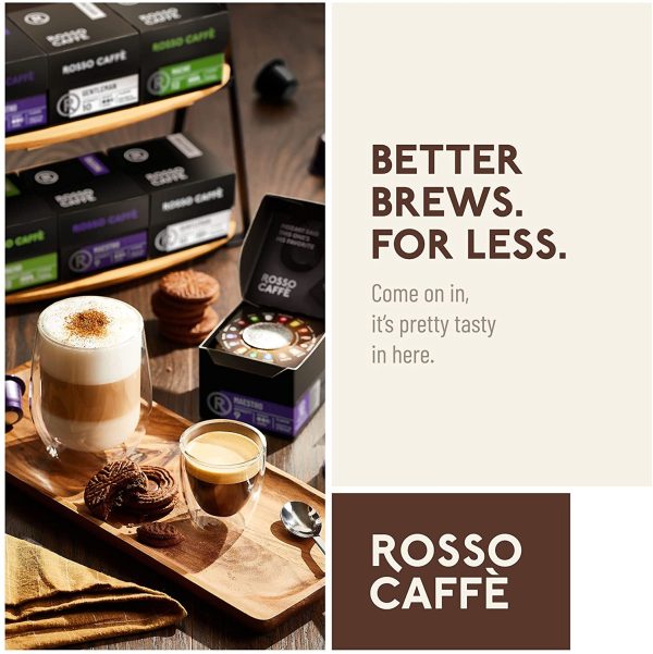 Rosso Coffee Capsules for Nespresso Original Machine - 60 Gourmet Espresso Pods, Compatible with Nespresso Original Line Machines (Extra Dark 60)