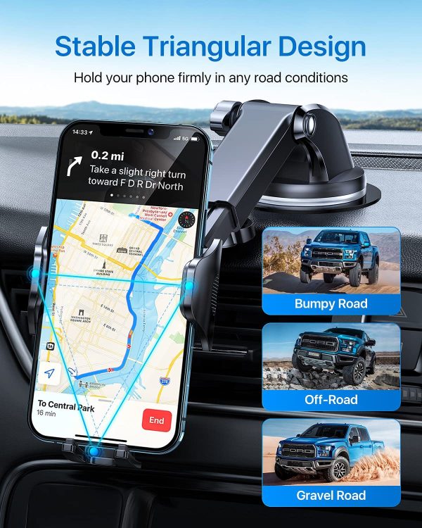 andobil Car Phone Holder [Strong Sticky & Ultra-Stable] Universal Dashboard Vent Windshield 360° Rotate Long Arm Compatible with iPhone 13 Pro Max/13/12/11 Samsung and All 4??7??Smartphones - Image 7