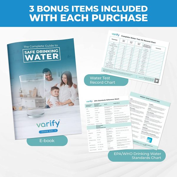 17 in 1 Premium Drinking Water Test Kit - 100 Strips + 2 Bacteria Tests - Home Water Quality Test - Well and Tap Water - Easy Testing for Lead, Bacteria, Hardness, Fluoride, pH, Iron, Copper and more! - Image 3