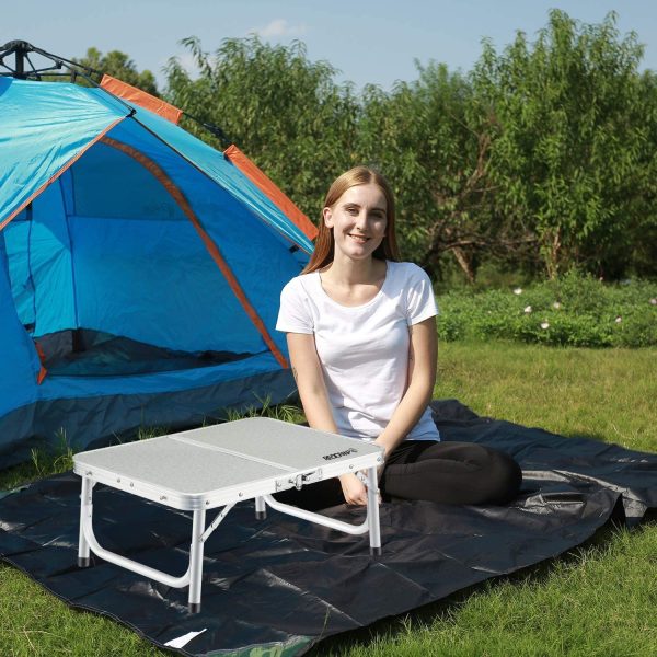 Small Folding Camping Table Portable Adjustable Height Lightweight Aluminum Folding Table for Outdoor Picnic Cooking, White 2 Foot - Image 7