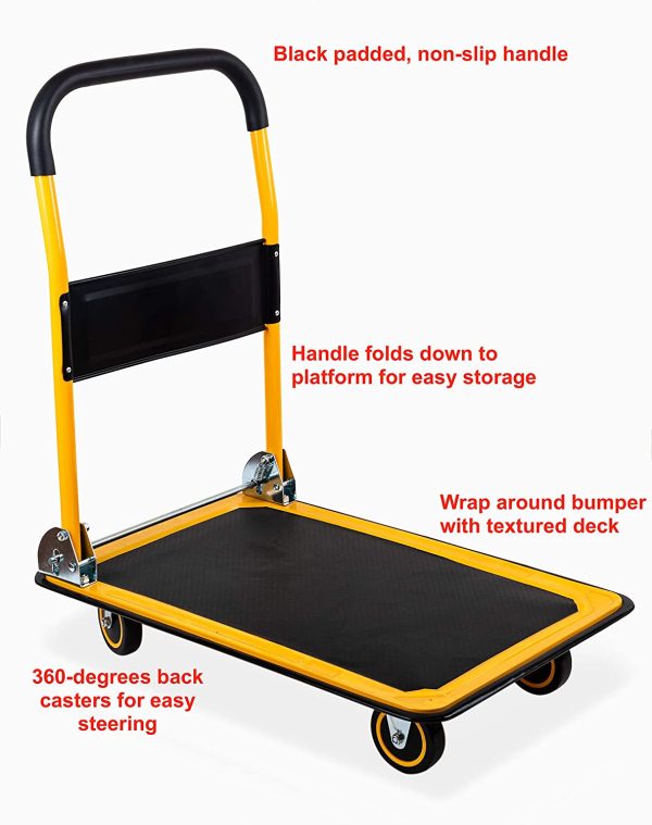 80876 28.75" x 18.75" x 33" Foldable Platform Truck Push Dolly-330 lb. Weight Capacity-with Swivel Wheels - Image 5