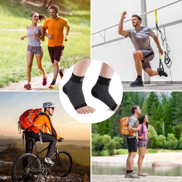 Cambivo Plantar Fasciitis Socks (2 Pairs) Ankle Support Sleeve with Arch Support for Men and Women, Brace for Plantar Fasciitis Pain Relief, Foot Pain, Heel Pain, Arch Pain, Swelling, Injury Recovery, Achilles Tendon, Running, Hiking, Tennis(Black, Small) - Image 7