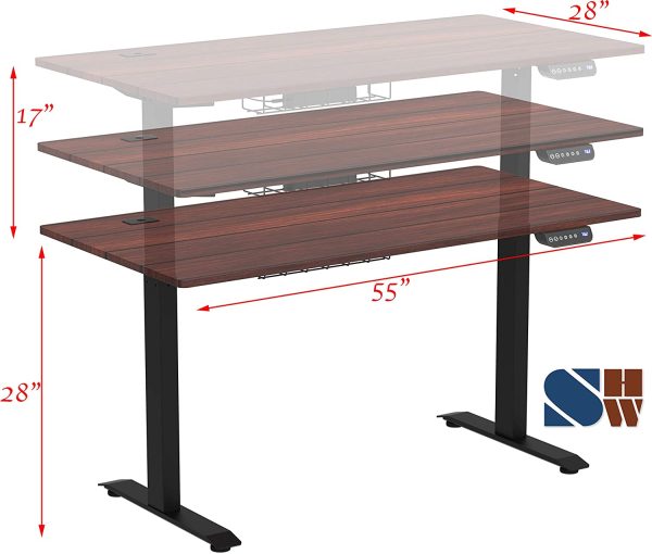 55-Inch Large Electric Height Adjustable Standing Desk, 140 x 71 cm, Cherry - Image 4