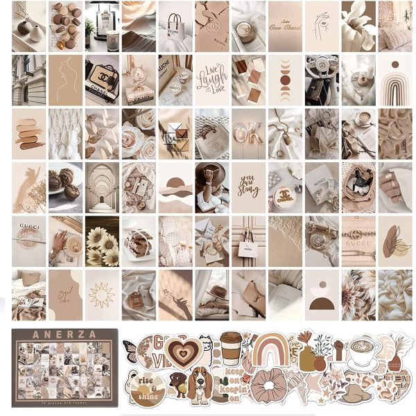 ANERZA 100 PCS Beige Wall Collage Kit Aesthetic Pictures, Room Decor for Bedroom Aesthetic, Posters for Room Aesthetic, Cute Photo Wall Decorations for Teen Girls, Dorm Trendy Wall Art - Image 7