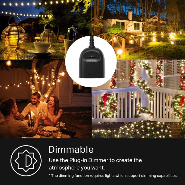 Kasa Smart Outdoor Dimmer Plug, IP64 Plug- in Dimmer for Outdoor String Lights, Compatible with Alexa, Long Wi-Fi Range 2.4Ghz, No Hub Required, ETL Certified (KP405), Black, 1 Outlet - Image 7