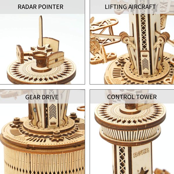 ROKR 3D Wooden Puzzle Mechanical Music Box, DIY Aircraft Model Kits to Build, Best Toy Gift for Kids/Teens/Adults on Birthday, Decoration for Room - Image 3