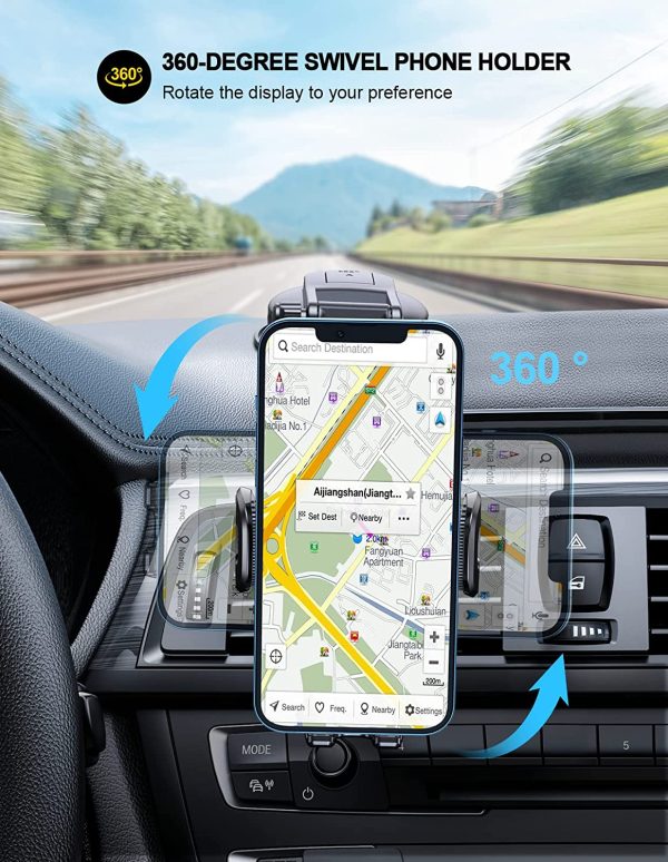 TEUMI Car Phone Holder, [Thick Case Friendly] [Military-Grade Suction] Cell Phone Holder Car for Dashboard & Windshield, 360?? Rotate Dash Car Phone Mount Compatible with iPhone 13 12 11 Pro Max, 4??-7?? - Image 4