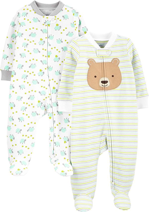 Simple Joys by Carter's Unisex-Baby Neutral 2-Pack Cotton Footed Sleep and Play - Image 2