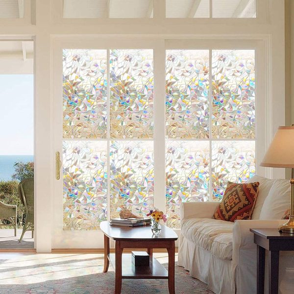 Rabbitgoo Rainbow Window Film 3D No Glue Decorative Window Film Privacy Window Film UV Blocking Window Tint Window Glass Film Privacy Glass Tint for Home Office Windows, 17.5 x 70.8 inches (44.5x180cm) - Image 9