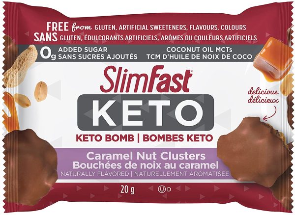 SlimFast KETO Bomb Snacks, 14x20g Chocolate Caramel Nut Clusters per box, 280 grams - Image 8