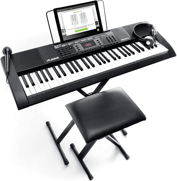 Alesis Melody 61 MKII - 61 Key Music Keyboard / Digital Piano with Built-In Speakers, Headphones, Microphone, Piano Stand, Music Rest and Stool - Image 5