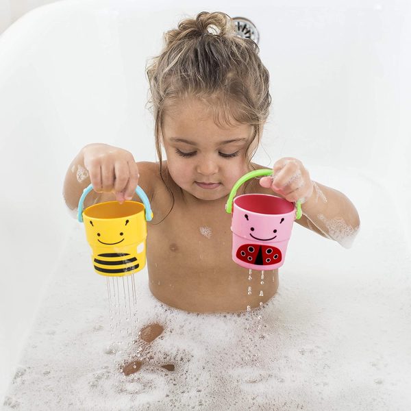 Skip Hop Baby Bath Toy, Zoo Stack & Pour Buckets - Image 2