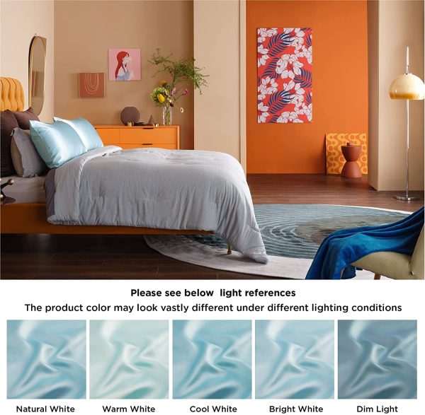 Bedsure Satin Pillowcases Standard Set of 2 - Light Blue Silk Pillow Cases for Hair and Skin 20x26 inches, Satin Pillow Covers 2 Pack with Envelope Closure - Image 2