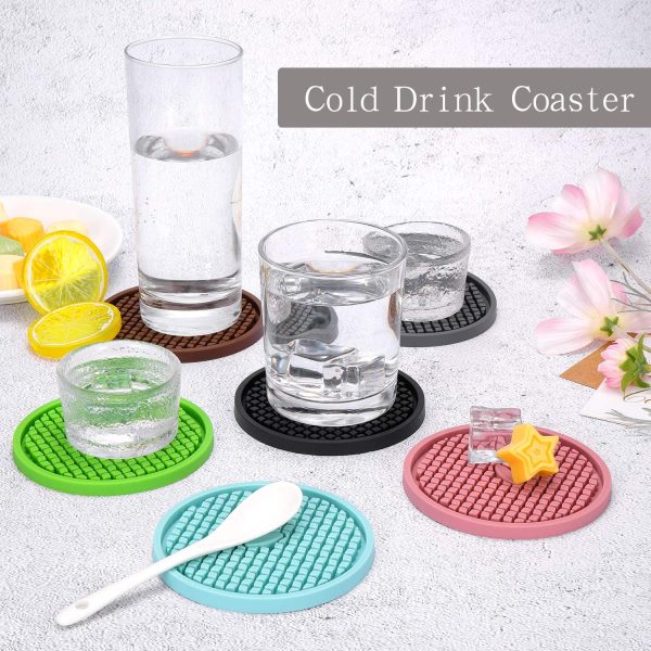 Silicone Coasters [6 Pack] Thickened Drink Coasters with Holder - Cup Mat - Non-Slip, Non-Stick, Stay Put, Deep Tray - Prevents Furniture and Tabletop Damages(Black) - Image 5