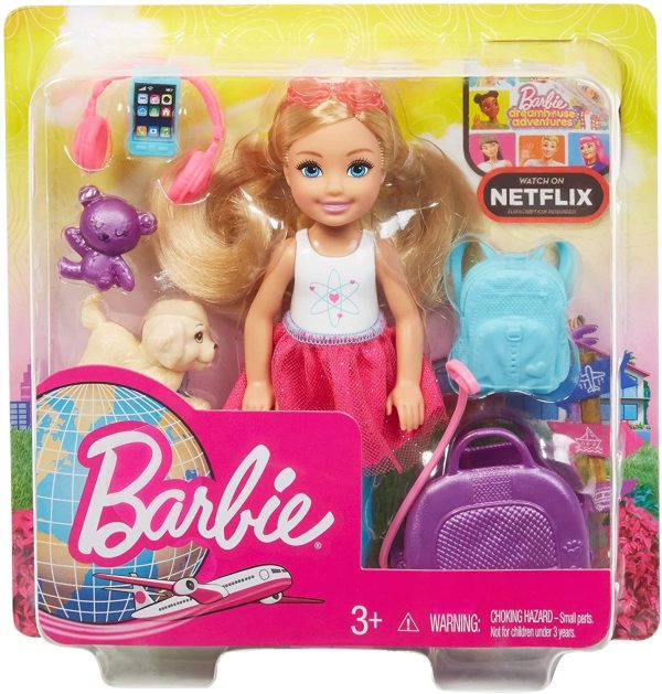 Barbie Chelsea Travel Doll, Blonde, with Puppy, Carrier & Accessories, for 3 to 7 Year Olds - Image 3