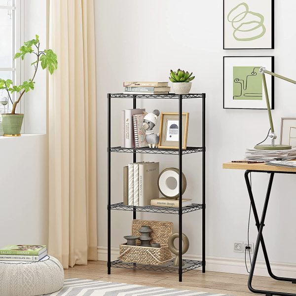 4 Shelf Shelving Unit, Metal Wire Shelving, Storage Organizer Wire Rack for Kitchen, Office and Garage in Black - Image 2