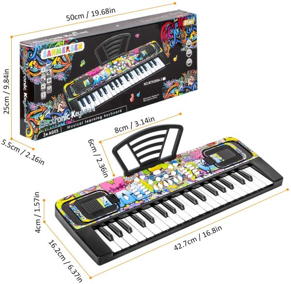 M SANMERSEN Piano for Kids, Piano Keyboard Kids Music Keyboards 37 Keys Electronic Pianos with Music Book Bracket Musical Toys for Beginners 3-8 Years Old Girls Boys - Image 4