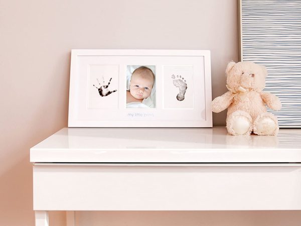 Pearhead Babyprints Newborn Handprint and Footprint Photo Frame Kit with Included Clean-Touch Ink Pad, Gender-Neutral Baby Keepsake, Baby Nursery Décor, White - Image 3