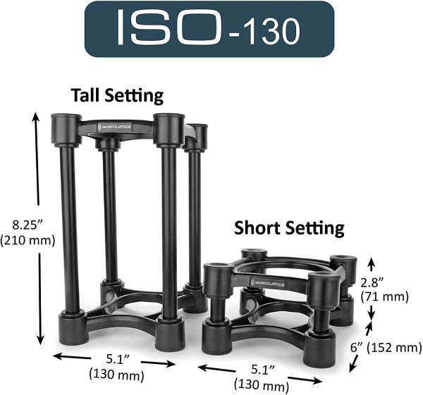 IsoAcoustics Iso-Stand Series Speaker Isolation Stands with Height & Tilt Adjustment: Iso-130 (5.1" x 6?? Pair - Image 6